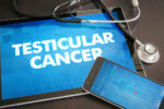 Testicular cancer (cancer type) diagnosis medical concept on tablet screen with stethoscope.